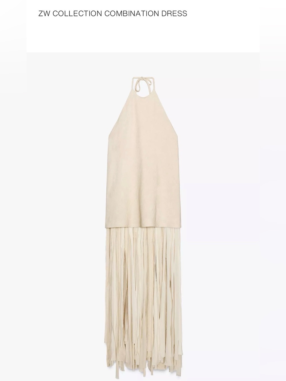 Zara Cream Fringe Halter Maxi Dress - Kaia and Cindy Crawford Collection